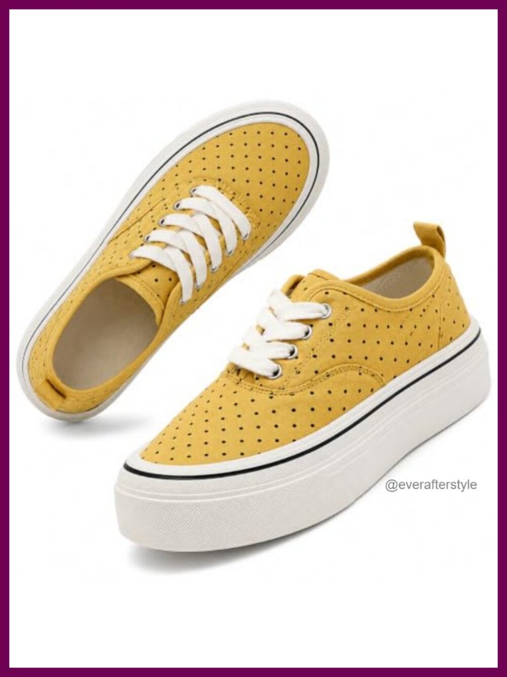 Women Polka Dot Platform Canvas Lace Up Sneakers Casual